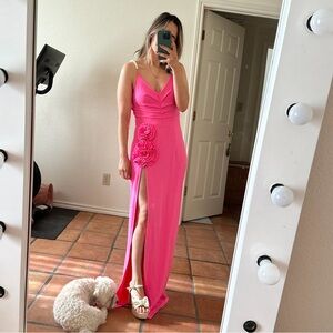 Elegant Pink Dress with Pearl Straps